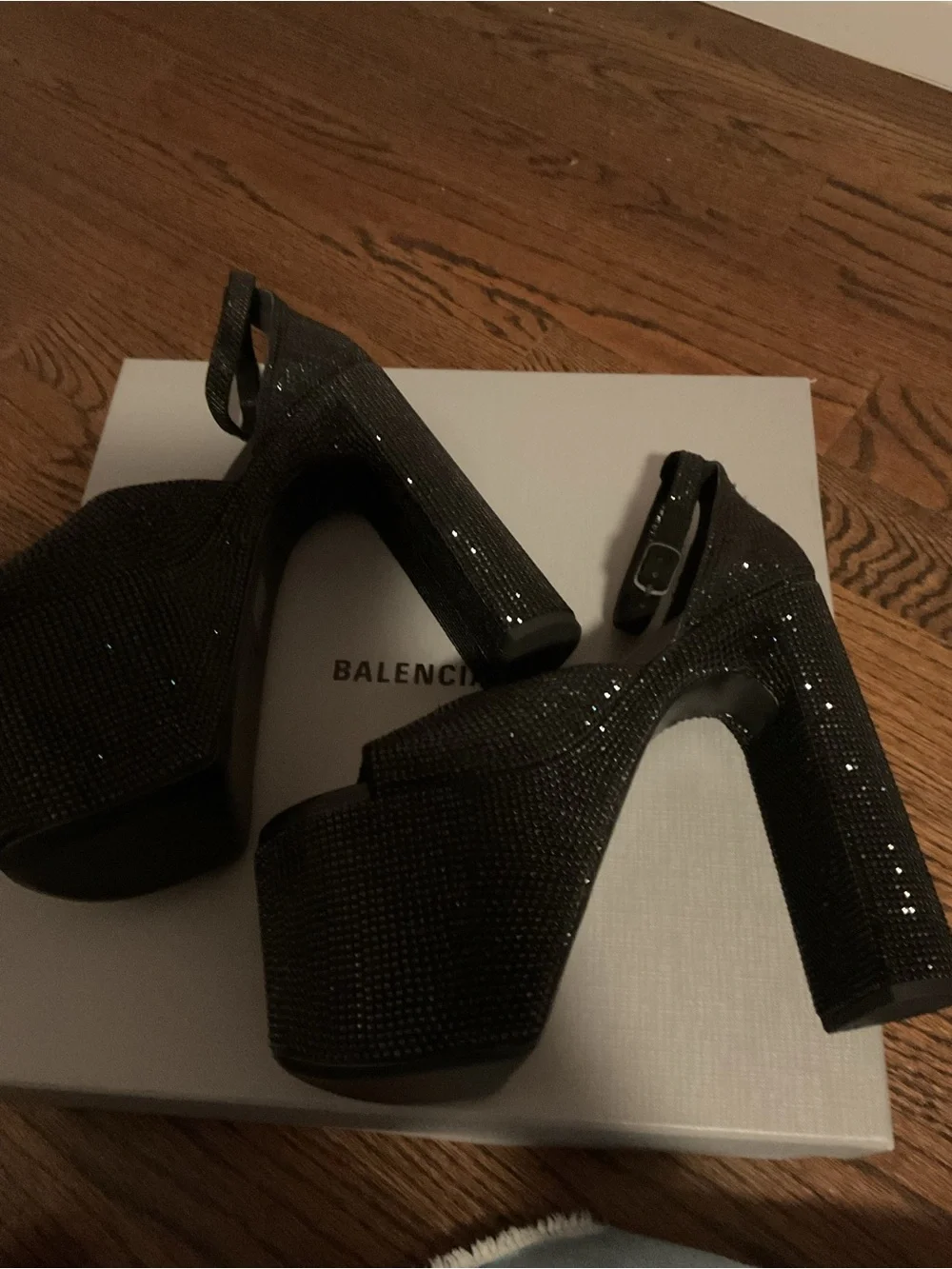Balenciaga Black Crystal-Embellished Platform Sandals